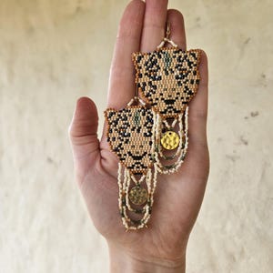 Jaguar Beaded Earring Jaguar Jewelry Beaded Puma Earring Tiger Bead Earring Dangle Boho Earring Jaguar Gift for Her Puma Jewelry Boho Gift