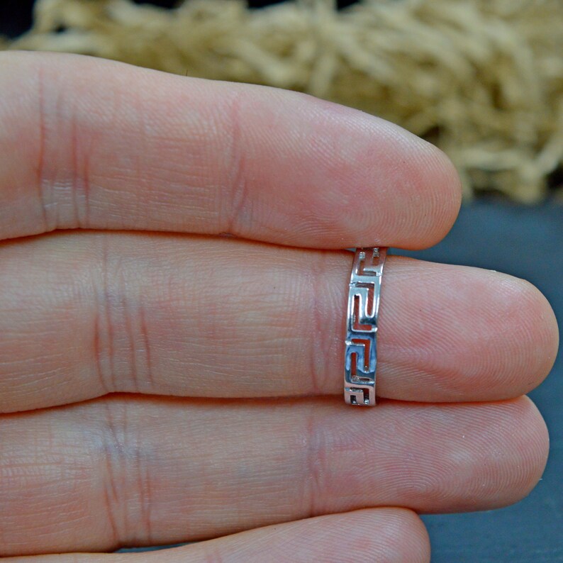 Sterling Silver Ring Meander Ring Greek Jewelry