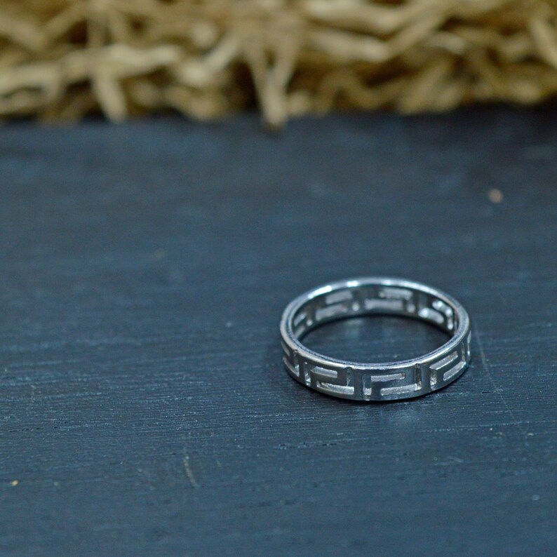 Sterling Silver Ring Meander Ring Greek Jewelry
