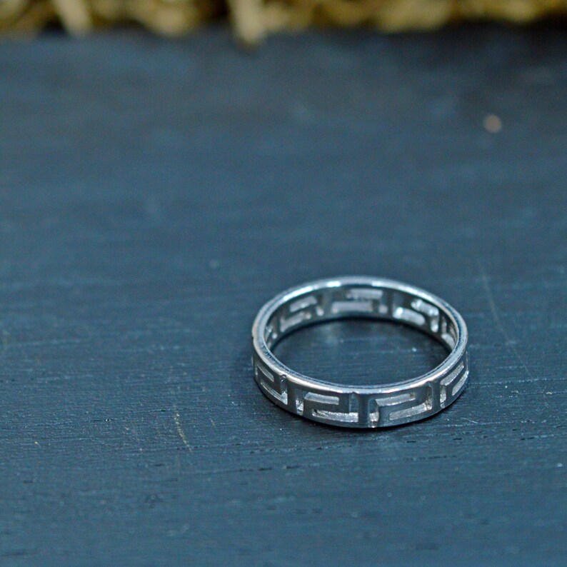Sterling Silver Ring Meander Ring Greek Jewelry