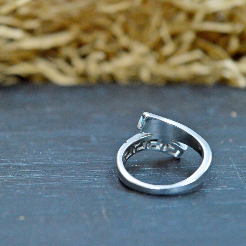 Sterling Silver Ring White Opal Stone Greek Jewelry R79