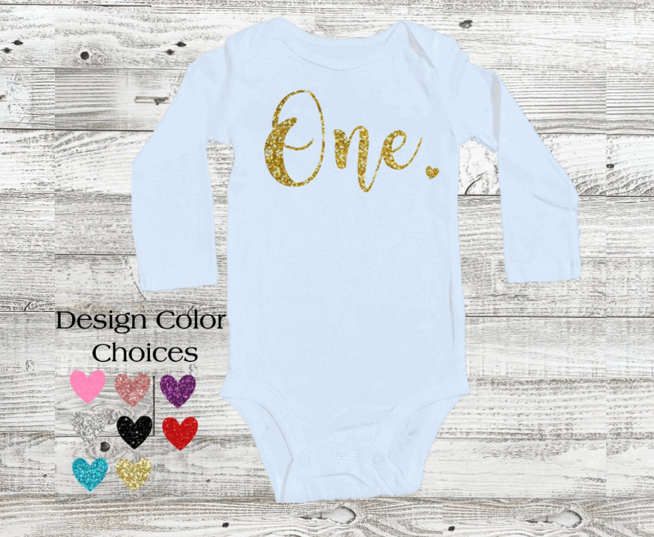 long sleeve 1st birthday onesie