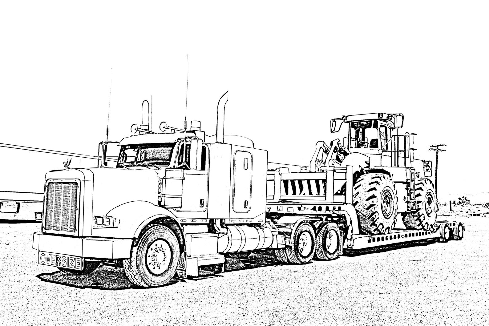 Big Rig Truck Coloring Page Poster Etsy sterreich