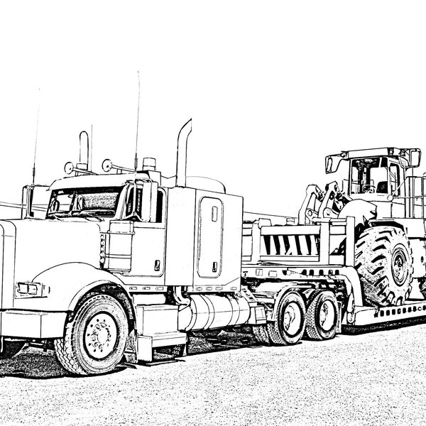 Big Rig truck coloring page poster,