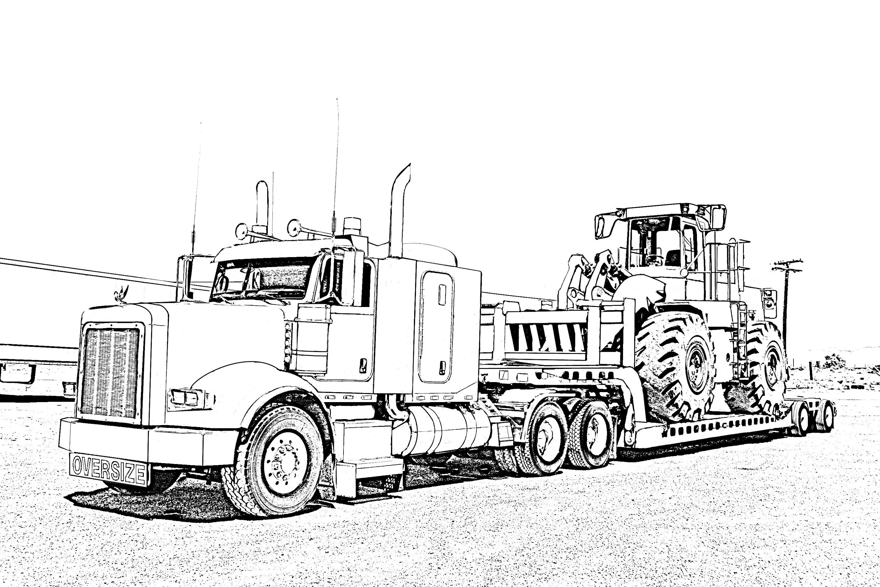 Big Rig truck coloring page poster,