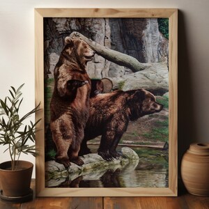 Majestic Oil Painting Grizzly Bear Print, Perfect for Bear Lovers, New Home Wall Art, by Ashley Davies