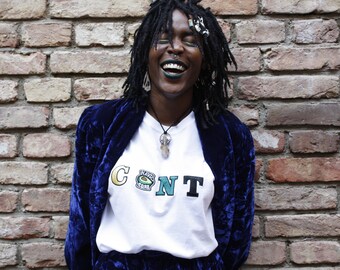 C*NT or CANT Avocado Embroidered T-shirt- Non Binary Feminist Fashion, Organic Unisex Tee, Profanity Tee