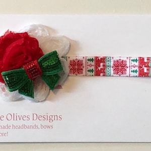 Red and green fair isle headband