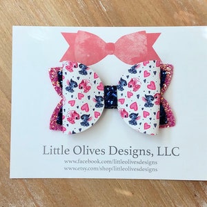 cartoon love hairbow - lilo hairbow - Valentines Day hairbow