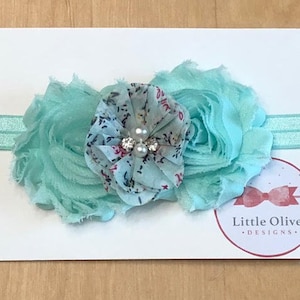 aqua flower  headband