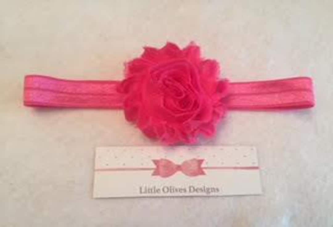 Hot Pink Shabby Flower and Headband - Etsy