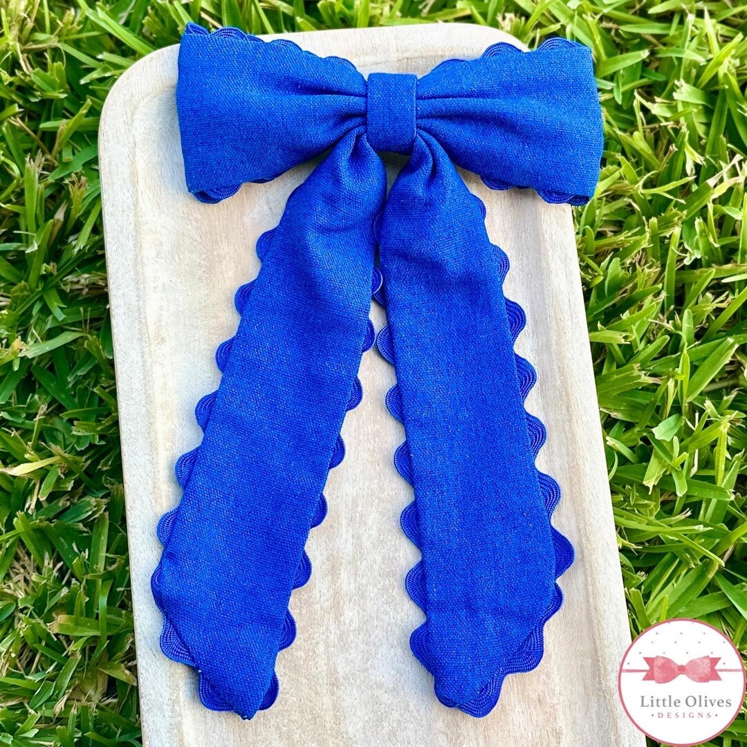 Royal Blue Ric Rac Long Sophie Bow - Etsy