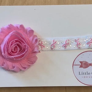 awareness - pink and white ribbon breast cancer awareness headband