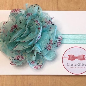 large aqua floral headband