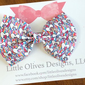 Autism awareness hair bow - puzzle piece hair bow