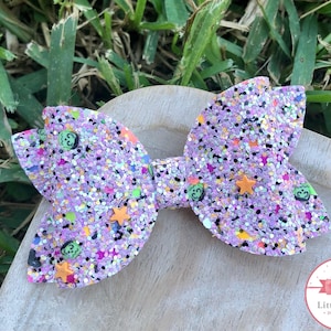 Monster friends glitter Halloween bow - single
