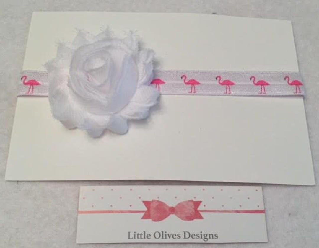 White Flower With Pink and White Flamingo Headband - Etsy