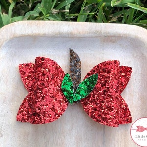 Red apple glitter bow