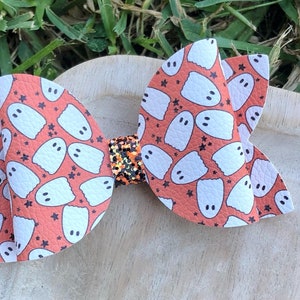 Orange ghosts Halloween bow