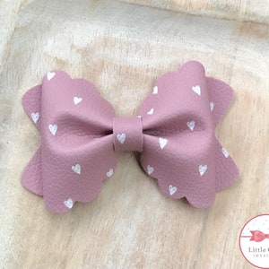 Hearts Maria bow - mauve hearts hairbow