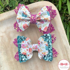 Floral pumpkin hairbow - your choice