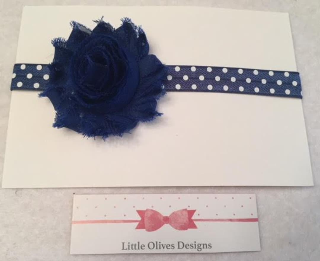 Blue Flower With Blue and White Polka Dots Headband - Etsy Canada