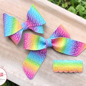 Rainbow leopard bows and snap clip