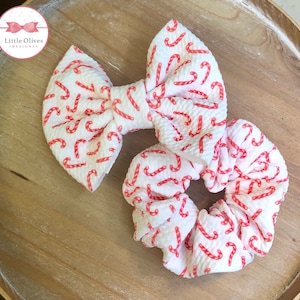 Candy cane fabric hairbow or scrunchie