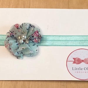 small floral aqua headband