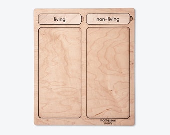 LIVING or NON-LIVING? • Wooden Toy, Sorting Tray, Educational Toy, Grouping Game, Classify Activity, Science