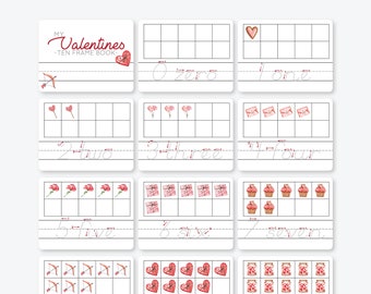 VALENTINES DAY • Montessori Cards • Math Ten Frame Books • Printable PDF