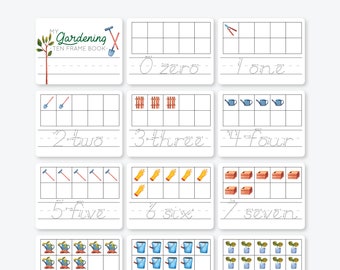 GARDENING • Montessori Cards • Math Ten Frame Books • Printable PDF