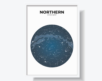 NORTHERN SKY STAR Map Science Astrology Kids Room Wall Art Montessori Kindergarten Primary Educational Poster Learning Chart Printable