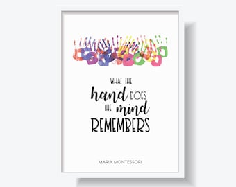what the hand does the mind remembers maria quote kids wall etsy