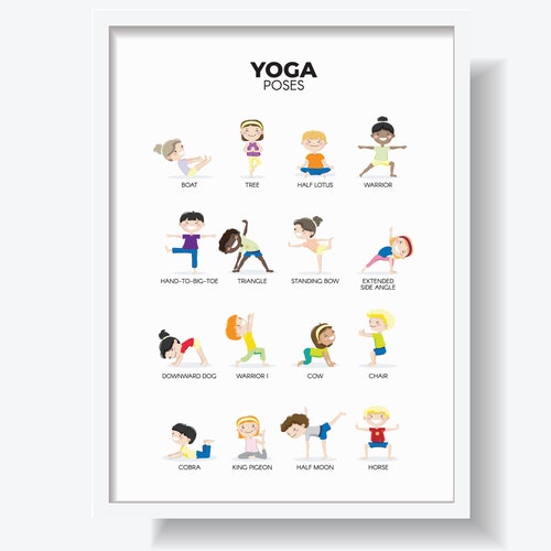 yoga poses practical life kids room wall art montessori etsy