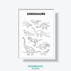 DINOSAURUSSEN Wetenschap Kinderkamer Wall Art Decor Montessori Kleuterschool Primaire Educatieve Poster Leerkaart Afdrukbaar