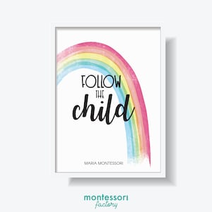 FOLLOW THE CHILD Maria Zitat Kinder Wandkunst Montessori Kindergarten Grundschul poster Lernkarte