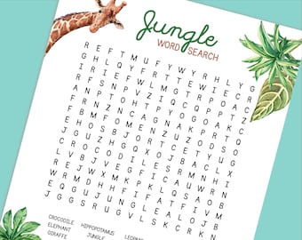 jungle animals word search printable games etsy