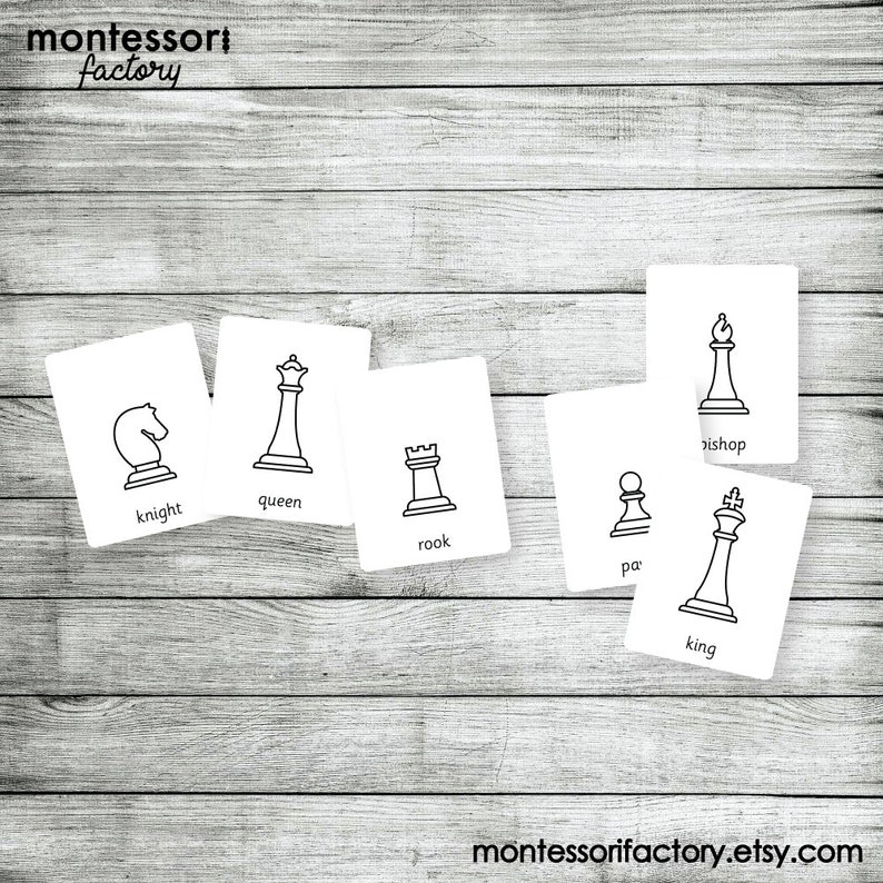 CHESS PIECES Montessori Cards Flash Cards Three Part Etsy