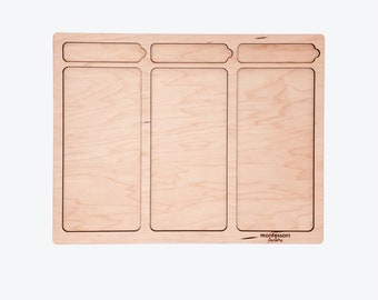 Montessori Wooden Sorting Tray, Walnut Birch, Educational Toy, Grouping Game