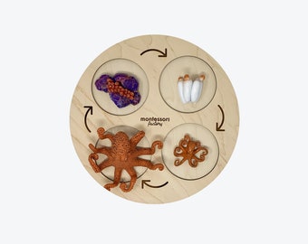 Life Cycle of an OCTOPUS • Montessori Material • Educational Toy • Wooden Life Cycle Tray • Wood Life Cycle • Biology • Zoology