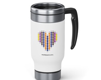 Montessori Heart Beadts Stainless Steel Travel Mug with Handle, 14oz