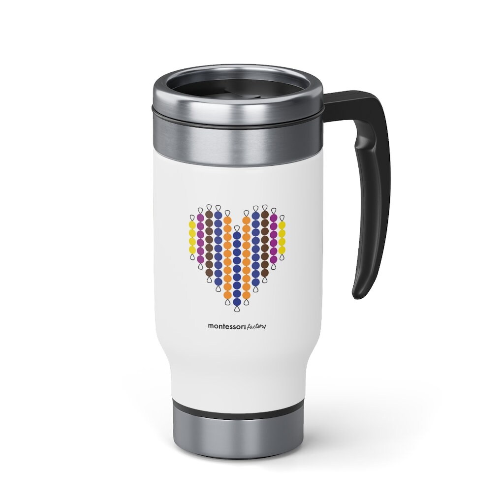 Montessori Heart Beadts Stainless Steel Travel Mug with Handle, 14oz