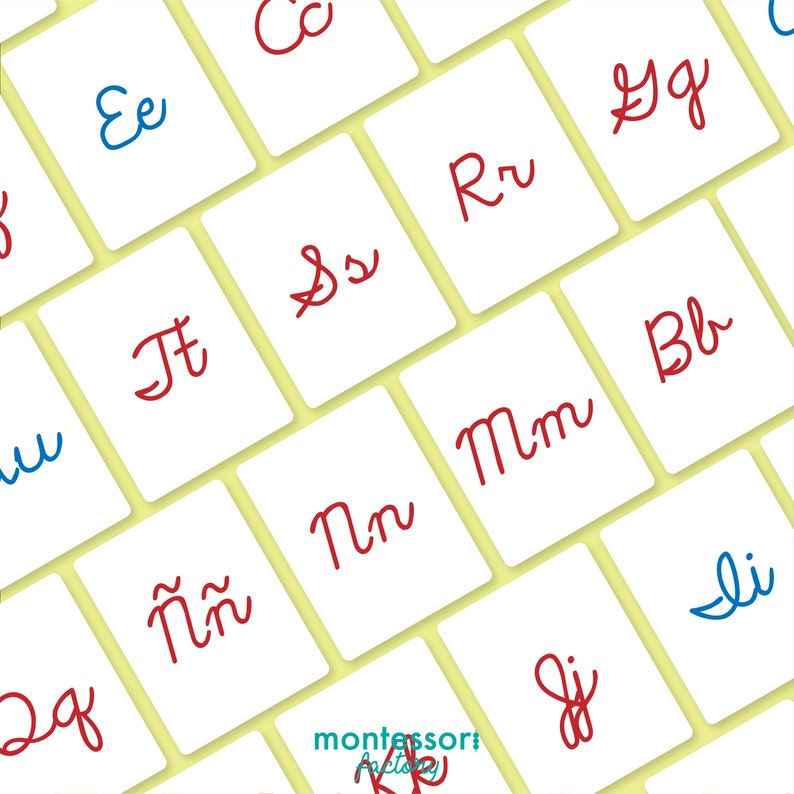 Flash Cards CURSIVE ALPHABET Montessori Cards Montessori Printable Educational Material Editable PDF