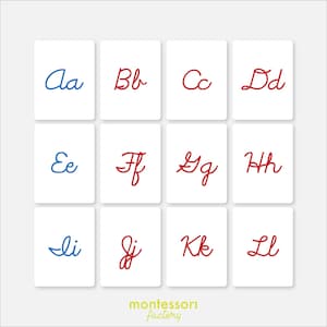 CURSIVE ALPHABET Montessori Cards, Flash Cards, Educational Material, Montessori Printable, Editable PDF