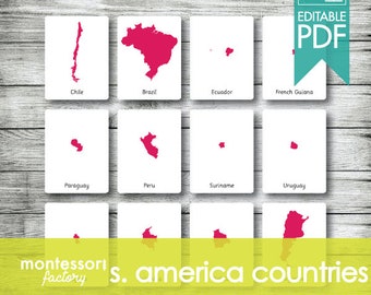 SOUTH AMERICA MAPS • Montessori Cards • Flash Cards • Three Part Cards ...