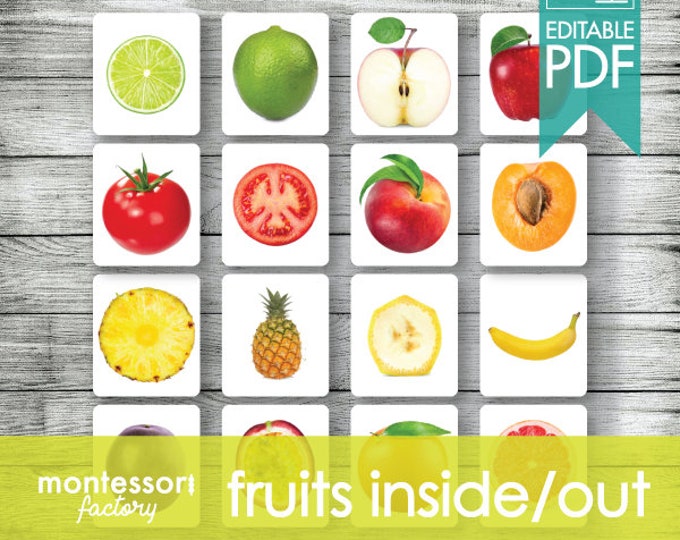 FRUITS INSIDE and OUT Montessori Cards Flash Cards Sorting - Etsy