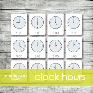 CLOCK HOURS Time • Montessori Cards • Flash Cards • Three Part Cards • Nomenclature Cards • Educational • Printable • Editable PDF