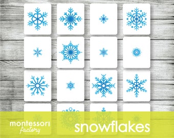 Montessori Snowflake Matching Cards, Educational Sorting Activity (PDF)