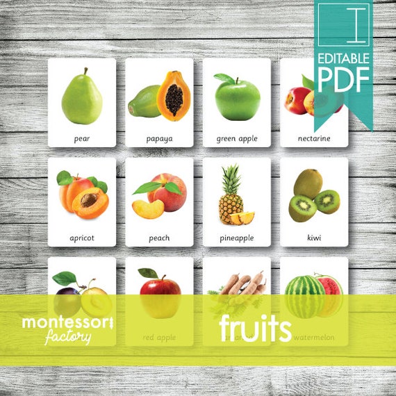 FRUITS real Pictures Montessori Cards Flash Cards | Etsy Australia
